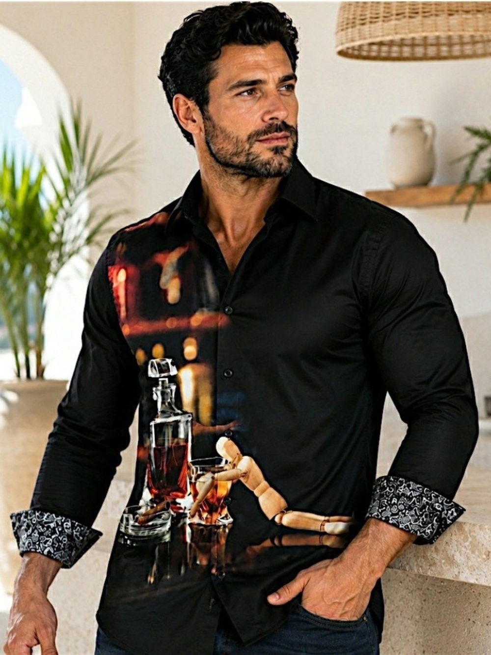 NEW Robert Graham EMBROIDERED Elegant Gentleman Drinks 4XL Sport Shirt $280